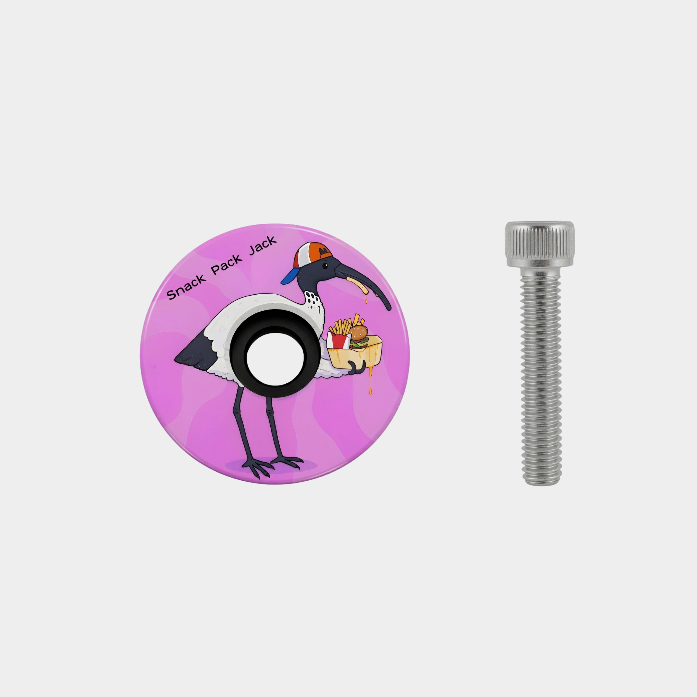 Crank Caps Snack Pack Jack stem cap with stainless steel silver M6 bolt included
