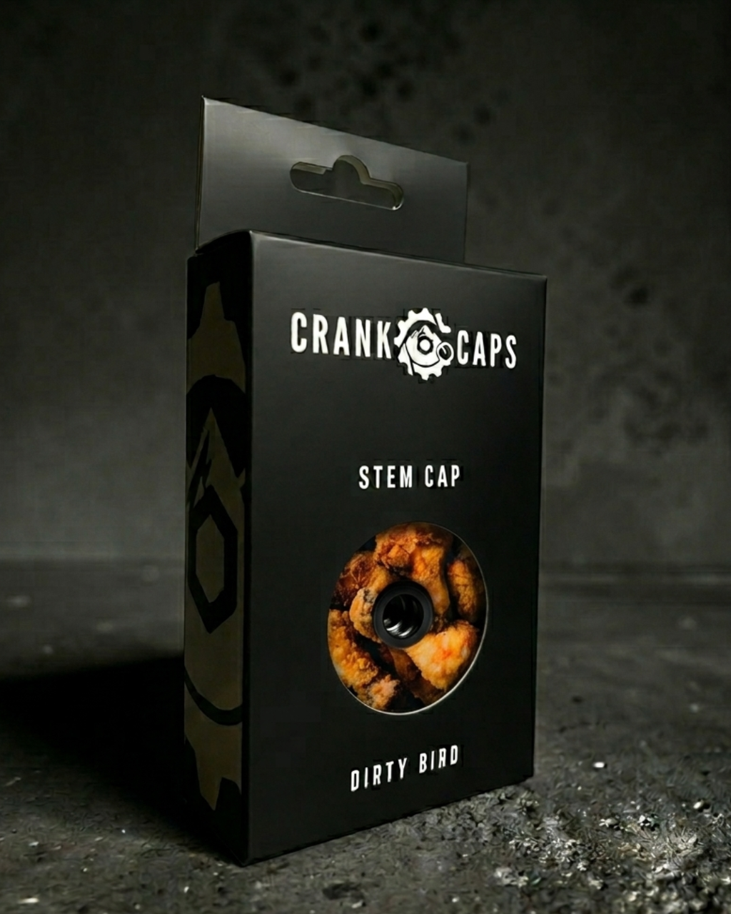 Crank Caps Dirty Bird stem cap retail packaging box
