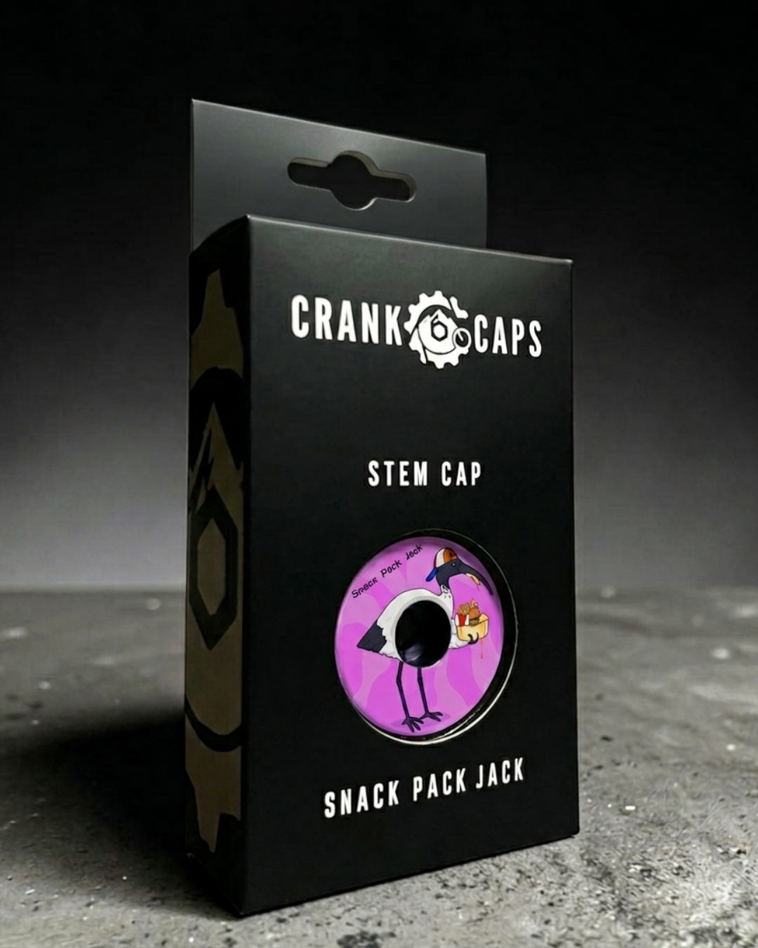 Crank Caps Snack Pack Jack stem cap retail packaging box
