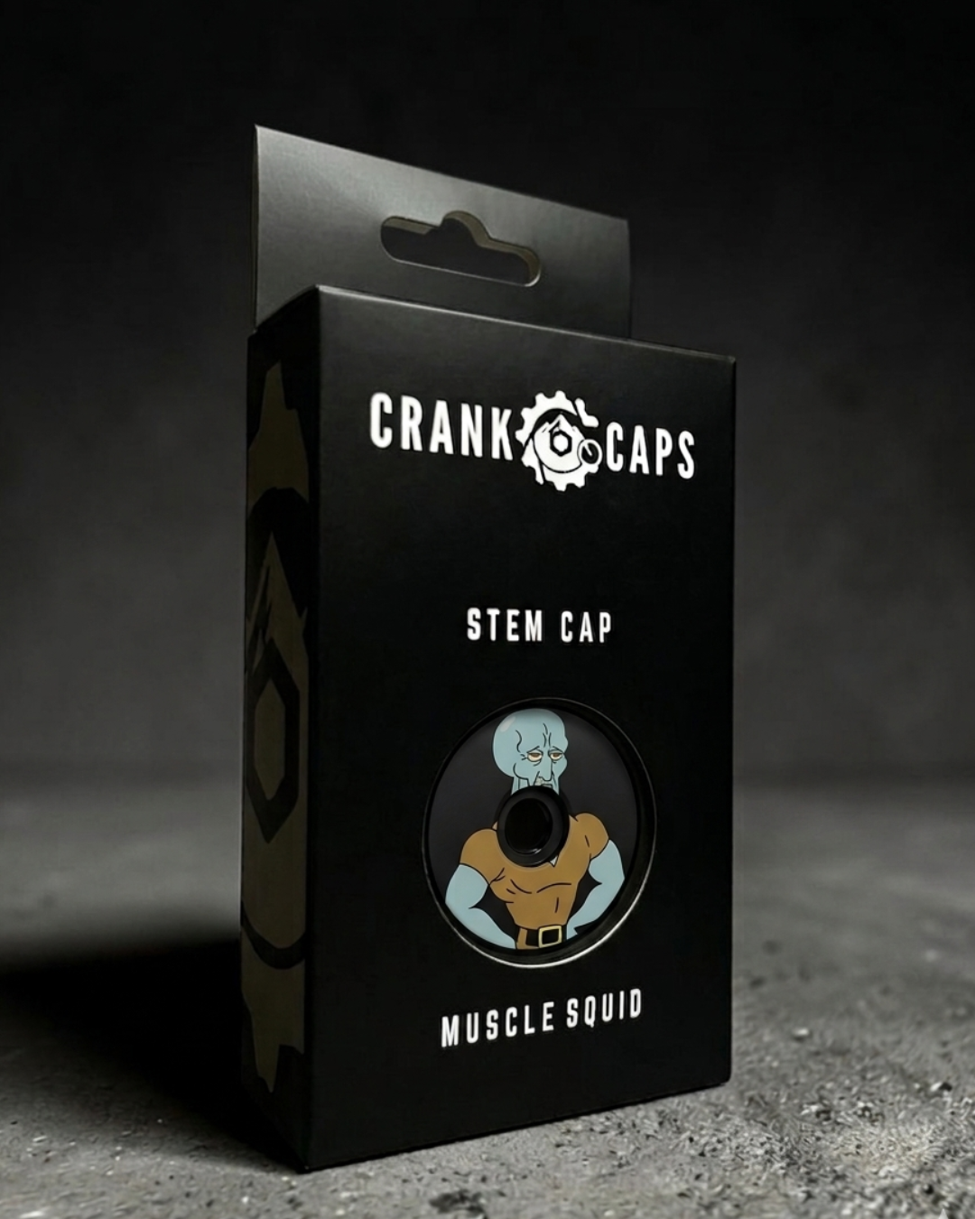 Crank Caps Muscle Squid stem cap retail packaging box