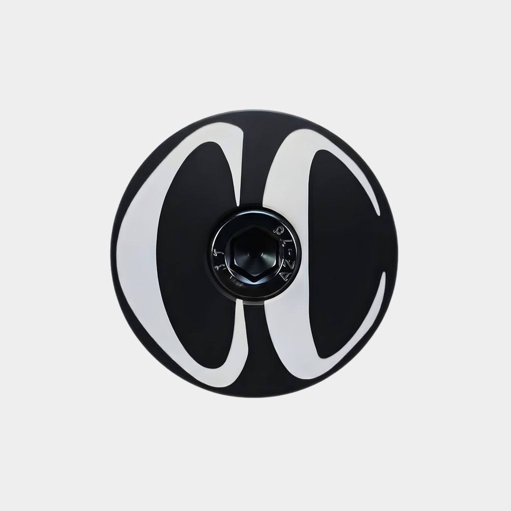 CC Logo laser engraved stem cap installed on mountain bike headset