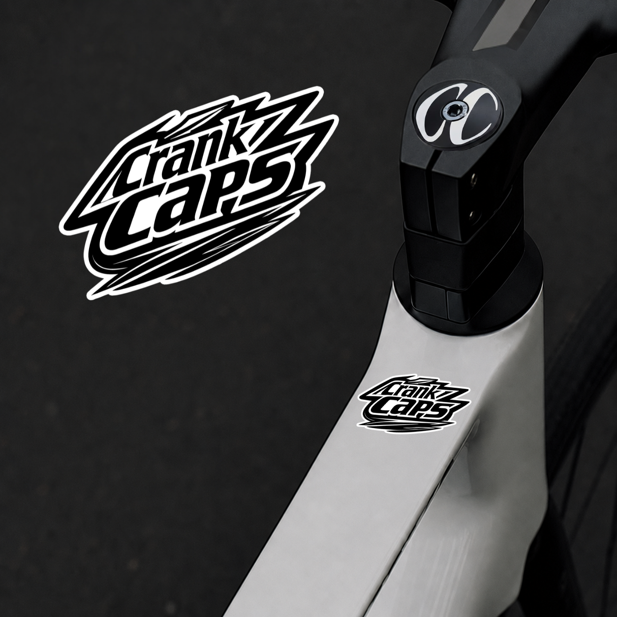 Shred MTB Sticker by Crank Caps on a bike